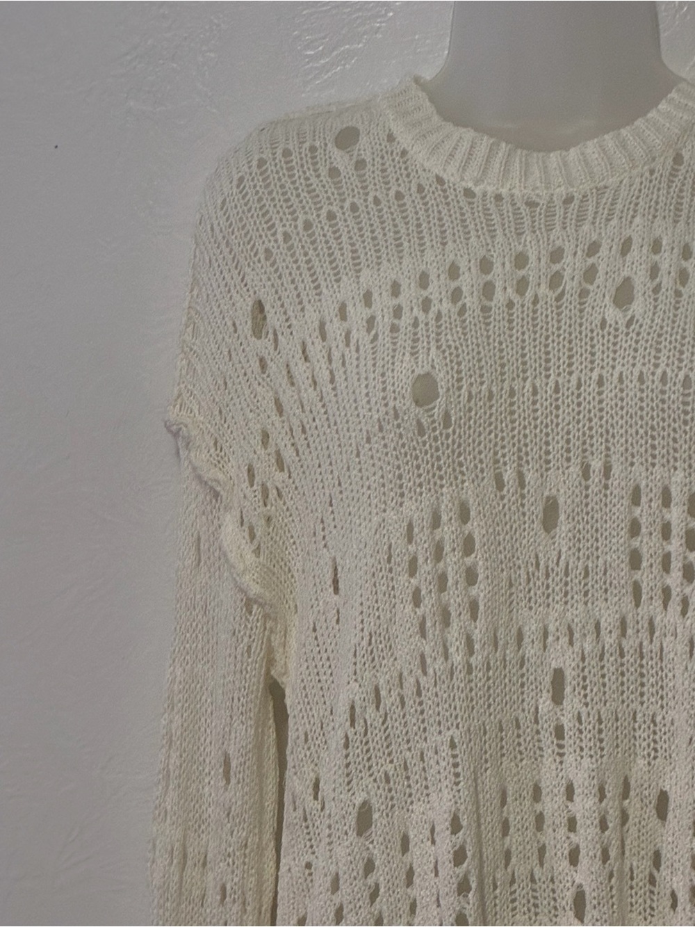 POL Lightweight Open-Knit Top in Cream - Picture 5 of 12